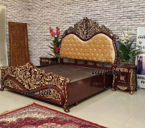Royal-Wood-Bed-With-Tufted-headboard
