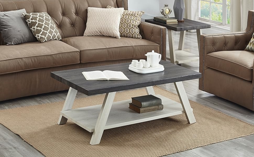 Roundhill Furniture Athens ContemporaryWood Shelf Coffee Table Collection