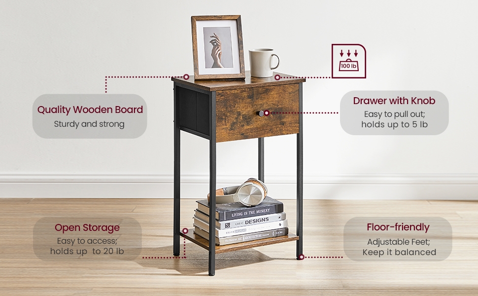 end table fabric storage tall tables