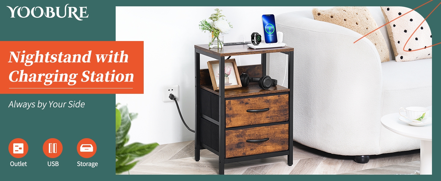 nightstand with charging station