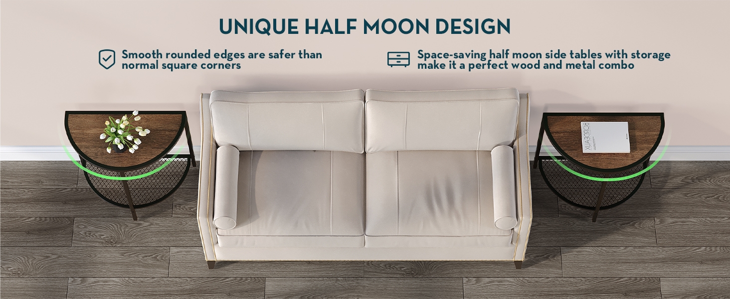 Half Moon Bed Side Tables Night Stand Small End Tables 